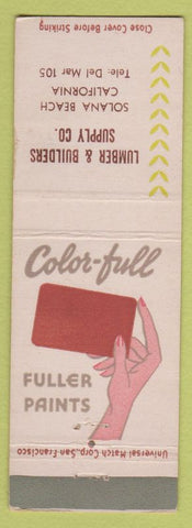 Matchbook Cover - Fuller Paints Lumber Solana Beach CA low phone #