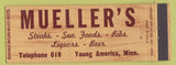 Matchbook Cover - Mueller's Young America MN low phone