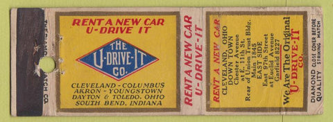 Matchbook Cover - U Drive It Car Rentals Cleveland OH DQ WEAR