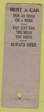 Matchbook Cover - U Drive It Car Rentals Cleveland OH DQ WEAR