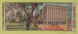 Matchbook Cover - Hotel Senator Sacramento CA WORN DQ