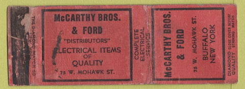 Matchbook Cover - McCarthy Bros & Ford Electric Supply Buffalo NY DQ POOR