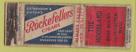 Matchbook Cover - Rockefellers Cigars Moorland Gloucester MA DQ POOR