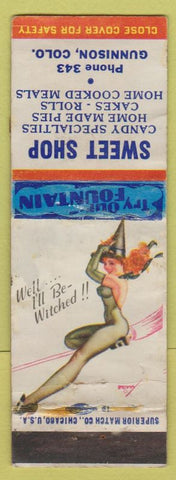 Matchbook Cover - Sweet Shop Gunnison Colorado low phone pinup WORN