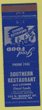 Matchbook Cover - Southern Restaurant Frederick MD