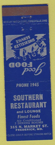 Matchbook Cover - Southern Restaurant Frederick MD