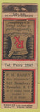 Matchbook Cover - PH Barry Drugs Pawtucket RI DQ WORN