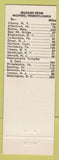 Matchbook Cover - Village Diner Milford PA
