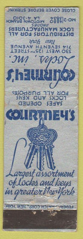 Matchbook Cover - Courney's Locks New York City locksmith WEAR