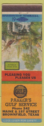 Matchbook Cover - Parker's Gulf oil gas Brownfield TX low phone #