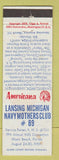 Matchbook Cover - Navy Mothers Club Lansing MI RMS Miami Beach FL WORN