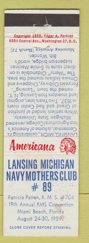 Matchbook Cover - Navy Mothers Club Lansing MI RMS Miami Beach FL WORN