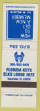 Matchbook Cover - Elks Club Florida Keys Tavernier FL