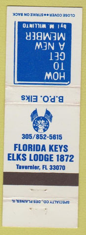 Matchbook Cover - Elks Club Florida Keys Tavernier FL