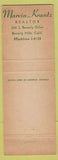 Matchbook Cover - Marvin Krantz Realtor Beverly Hills CA WORN