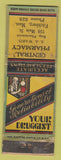 Matchbook Cover - Central Drug Fitchburg MA low phone # WORN