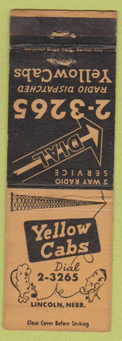 Matchbook Cover - Yellow Cab Taxi Lincoln NE