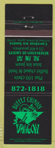 Matchbook Cover - Buffet Chinois Dragon Chinese QC