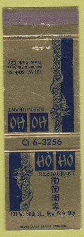 Matchbook Cover - Ho Ho Chinese Restaurant New York City