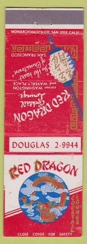 Matchbook Cover - Red Dragon Cocktail Lounge Chinese San Francisco CA