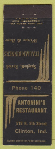 Matchbook Cover - Antonini's Restaurant Clinton IN low phone Italian