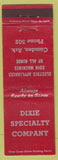 Matchbook Cover - Dixie Specialty Appliance Camden AR low phone WEAR