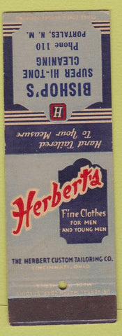 Matchbook Cover - Herbert's Men's Clothes Portales NM low phone