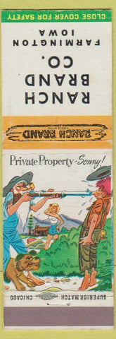 Matchbook Cover - Ranch Brand Farmington IA hillbilly