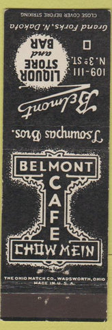 Matchbook Cover - Belmont Liquor Store Bar Grand Forks ND