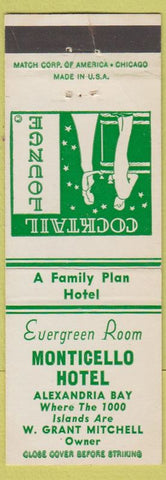 Matchbook Cover - Monticello Hotel Alexandria Bay NY? WEAR