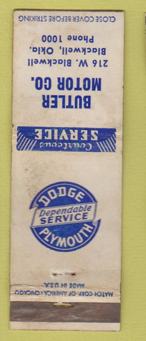 Matchbook Cover - Butler Dodge Plymouth Blackwell OK low phone WORN