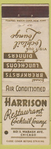 Matchbook Cover - Harrison Restaurant Chicago IL