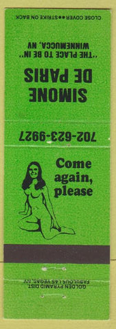 Matchbook Cover - Simone De Paris Winnemucca NV girlie