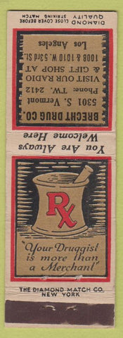 Matchbook Cover - Brecht Drug Store Los Angeles CA DQ