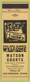 Matchbook Cover - Watson Court Los Fresnos TX low phone