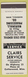 Matchbook Cover - Clairs Cities oil gas Cottonwood MN low phone meat processing