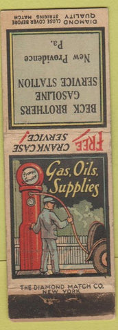 Matchbook Cover - Beck Brothers gas New Providence PA DQ
