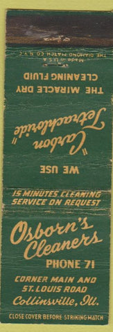 Matchbook Cover - Osborn's Cleaners low phone Collinsville IL WORN