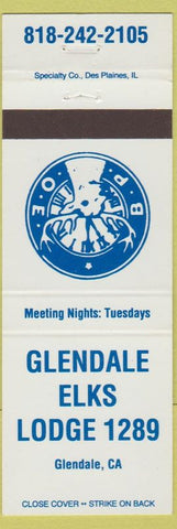 Matchbook Cover - Glendale Elks Club CA