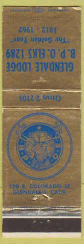 Matchbook Cover - Elks Club Glendale CA