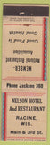 Matchbook Cover - Nelson Hotel Restaurant Racine WI low phone #