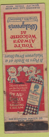 Matchbook Cover - Walgreen's Drugs Peau Doux Shaving Cream DQ WORN