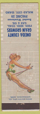 Matchbook Cover - Oneida Grain feed seed coal Malad City ID pinup low phone