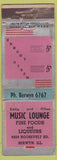 Matchbook Cover - Music Lounge Berwyn IL ARROW WORN