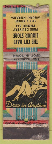Matchbook Cover - Cut Rate Liquor Store Auburn NE girlie POOR