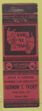 Matchbook Cover - Gernon Ivory Restaurant Rock Falls IL low phone #