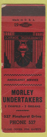 Matchbook Cover - Morley Undertaking low phone # WORN SAMPLE