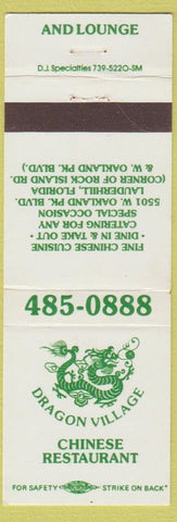 Matchbook Cover - Dragon Village Chinese Restaurant Lauderhill FL