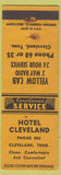 Matchbook Cover - Hotel Cleveland TN low phone # taxi