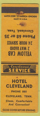 Matchbook Cover - Hotel Cleveland TN low phone # taxi